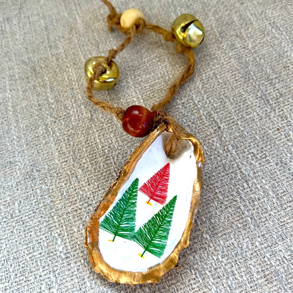 Christmas Tree Oyster Shell Ornament